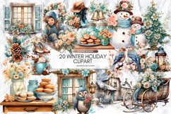 Sweet Winter Holiday Clipart, Set of 20 Png Bundle Product Image 1