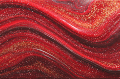 Red &amp; gold art piece with glittery texture &amp; wavy patterns Product Image 1