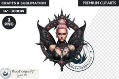 Pastel Goth Fairy Clipart, Black Pink PNG fantasy clipart Product Image 1