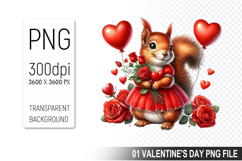 Cute Squirrel Sublimation, Valentine&#039;s Digital Clipart PNG Product Image 1