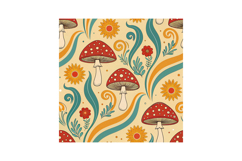 Retro Funk Shroom Digital Paper, Seamless Pattern Product Image 6