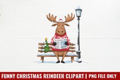 Funny Christmas Reindeer Clipart PNG Product Image 1