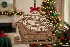 Santa Sleigh Ornament Laser Cut | Glowforge | SVG Product Image 1