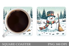 Cute Snowman Coaster Design. Christmas Coaster Sublimation Product Image 1