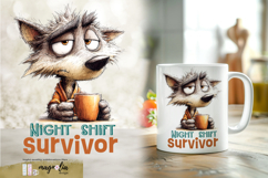 Funny watercolor wolf, Coffee mug wrap sublimation Product Image 1