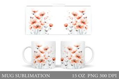 Flowers Mug Sublimation. Floral Mug Wrap Design Product Image 1