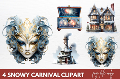Snowy Carnival Watercolor Clipart. snowy Watercolor Product Image 1