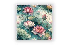Lotus Seamless Patterns, Water Lily Digital Paper Pack Product Image 6