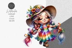 Gnome girl, Hippie girl dancing, Gnome sublimation Product Image 1