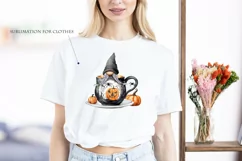 Watercolor Halloween gnome in tea mug, Gnome PNG Product Image 5