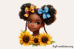 Cute Black Girl with Flower Clipart Bundle PNG Product Image 11