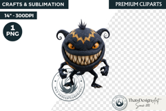 Halloween Little Monster Clipart Png, Spooky Cute Fantasy Product Image 1