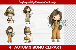 Autumn Boho Clipart | Fall Bohemian Aesthetic PNG Illustrati Product Image 1