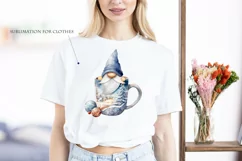 Watercolor Christmas gnome in tea mug, Gnome PNG Product Image 6