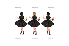 Birthday Girl Clipart Black Dress | Fashion Woman Champagne Product Image 5