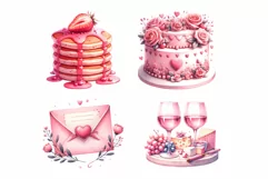 Valentine's Day Foods watercolor clipart Product Image 6