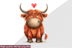 Valentine Highland Cow Clipart Png Product Image 1