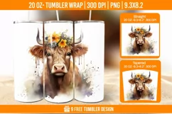 Highland Cow Tumbler Designs, Sublimation Wrap Product Image 1