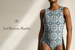 Repeating Moroccan Majolica| Teal Seamless Tile Product Image 6