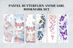Pastel Butterflies Anime Girl Bookmark Set,Kawaii Aesthetic Product Image 6