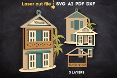Beach Houses Ornaments SVG laser cut files for Glowforge Product Image 6
