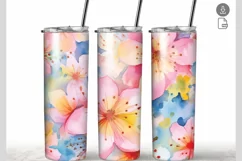 Flowers Watercolor 20 oz Tumbler Wrap Sublimation Product Image 1