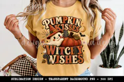 Pumpkin Kisses PNG, Cute Ghost Witchy Wishes Sublimation Product Image 4