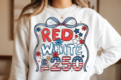 Red White &amp; 250 retro Doodle PNG T-Shirt|4th of July PNG Product Image 6