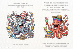 Whimsical Summer Octopus Clipart 18 PNG Product Image 2