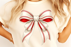 Coquette Baseball Bow PNG, Vintage Baseball Bow PNG, Bow PNG Product Image 7