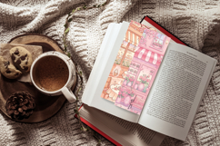 Pastel Bookshop Cafe Bookmark Set,Cozy Reader Printable Book Product Image 6