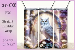 Sublimation Tumbler Wrap 3D White Owl / Png file Product Image 1