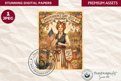 Patriotic Vintage 4th of July Junk Journal digital paper Product Image 1