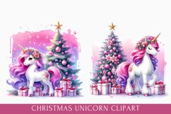 christmas unicorn clipart, cute christmas unicorn bundle Product Image 4