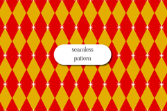Red and Gold Harlequin Seamless Pattern with White Stars Product Image 1
