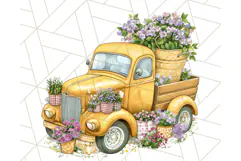Floral Farm Truck Clipart, Cottagecore Country Truck Png Product Image 2
