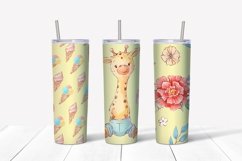 Giraffe sublimation design. Skinny tumbler wrap design. Product Image 6