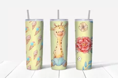 Giraffe sublimation design. Skinny tumbler wrap design. Product Image 6