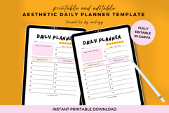 Canva Editable Daily Planner Template, Cute Pink Aesthetic Product Image 3