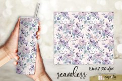 WATERCOLOR FLOWER tumbler sublimation wrap design png Product Image 2