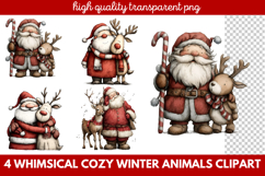 Whimsical Cozy Winter Animals Clipart | Cute Winter Wildlife Product Image 1
