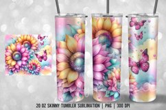 Sunflower Pastel Glitter Sublimation 20oz Tumbler Wrap Product Image 1