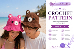 Teddy Bear Bucket Hat Crochet Pattern PDF Product Image 1
