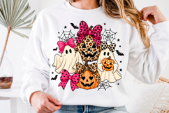 Coquette Leopard Pumpkin Ghost PNG, Product Image 1