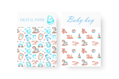Baby boy watercolor set. Birthday. Product Image 6