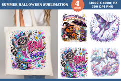 Summerween Raccoon Turtle Moth Halloween Sublimation PNG Product Image 1