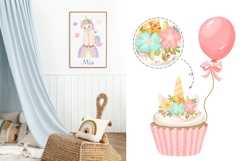 Watercolor Pastel Unicorn Clipart Product Image 5