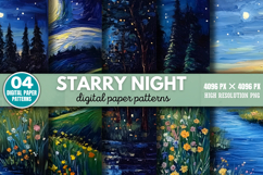 Starry Night Digital Paper Background JPG Product Image 1