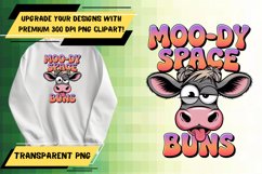 Bold PNG Sublimation Template for T-Shirts , Funny Cow Product Image 1