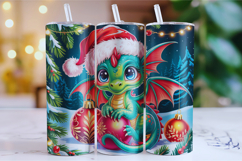 Merry Christmas Dragon Tumbler Wrap | Christmas Wrap Product Image 1